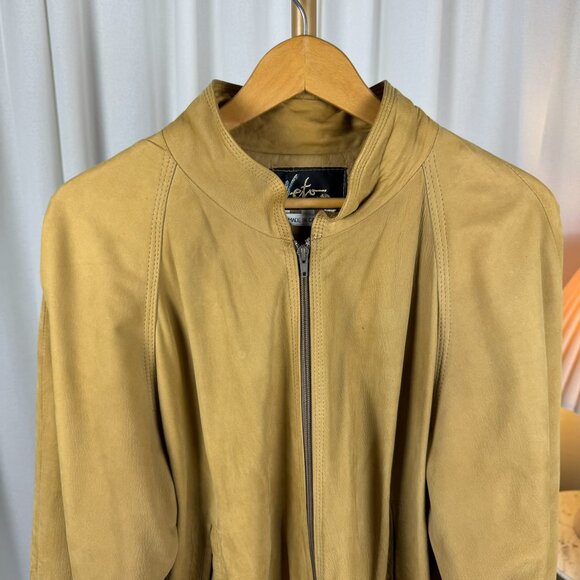 Vintage Leather Bomber Jacket Tan Men's Large - Picture 5 of 16